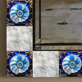 Blue/White Faux Stained-Glass Nautilus Shell 3 Tegeltje