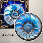 Blue/White Faux Stained-Glass Nautilus Shell 3 Tegeltje