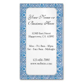 Blue White Faux Tegel Pattern Aangepast Visitekaar Magnetisch Visitekaartje (Voorkant Verticaal)