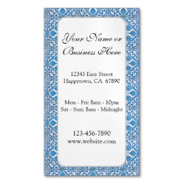 Blue White Faux Tegel Pattern Aangepast Visitekaar Magnetisch Visitekaartje