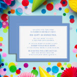 Blue White Fiver 5 Dollar Birthday Party Informatiekaartje<br><div class="desc">Aansluiting voor de viering van het verjaardagsfeest van Blue and White Child's Fiver (5 dollar) Een vijfde verjaardag is een nieuwe trend in verjaardagsfeestjes voor kinderen. Fiver party's kunnen kinderen de waarde van geld leren terwijl ze verjaardagsgasten de gelegenheid bieden om van het feest te genieten zonder dat ze ontelbare...</div>