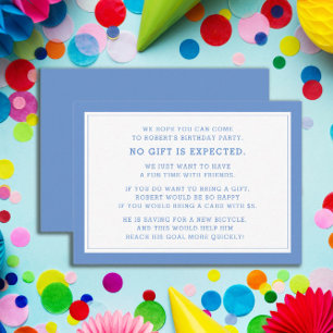 Blue White Fiver 5 Dollar Birthday Party Informatiekaartje