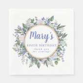 Blue White Floral 100th Birthday Hartelijk dank Servet (Voorkant)