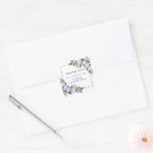 Blue White Floral 100th Birthday Hartelijk dank Vierkante Sticker (Envelop)