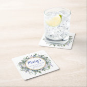 Blue White Floral 50th Birthday Hartelijk dank Kartonnen Onderzetters (Insitu)