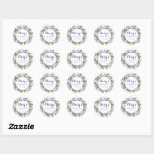 Blue White Floral 80th Birthday Hartelijk dank Ronde Sticker (Vel)