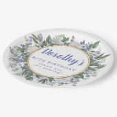 Blue White Floral 80th Birthday Party Papieren Bordje (Gekanteld)