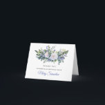 Blue White Floral 80th Birthday Photo Bedankkaart<br><div class="desc">Beautiful way to express your gratitude to family and friends. A lush botanical sprig of white roses and blue flowers create a beautiful top border. It is followed by two lines of text that allow you to personalize your thank you followed by your name. Inside you can place your photo...</div>