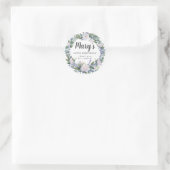Blue White Floral 90th Birthday Hartelijk dank Ronde Sticker (Tas)
