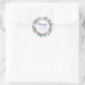 Blue White Floral 90th Birthday Hartelijk dank Ronde Sticker (Tas)