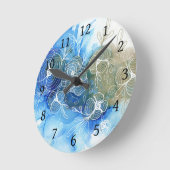 Blue White Floral Abstract 71 Ronde Klok (Hoek)