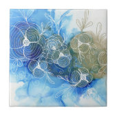 Blue White Floral Abstract 71 Tegeltje (Voorkant)