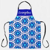 Blue White Floral All-Over Print Apron Schort (Voorkant)