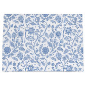 Blue White Floral Boho Botanical Pattern Whimsical Groot Cadeauzakje (Voorkant)
