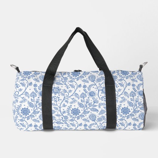 Blue White Floral Boho Botanical Pattern Whimsical Plunjezak (Voorkant)