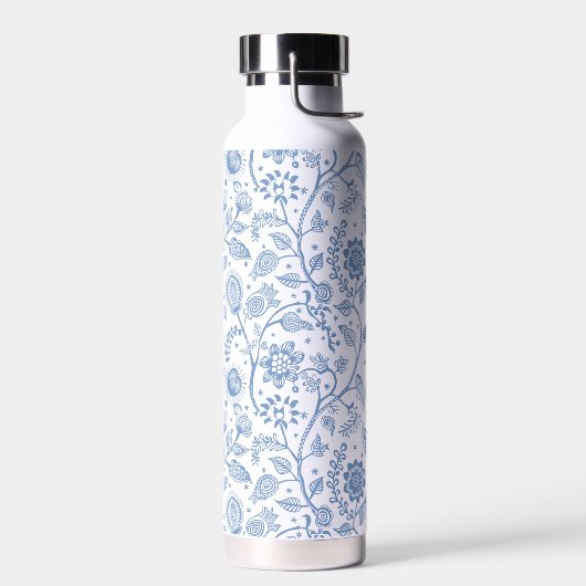 Blue White Floral Boho Botanical Pattern Whimsical Waterfles (Links)