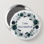 Blue White Floral Boho, met een ingeënt adem Ronde Button 4,0 Cm (Voorkant /achterkant)