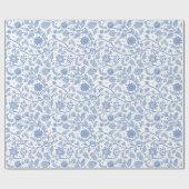 Blue White Floral Botanical Boho Pattern Whimsical Cadeaupapier (Vlak)