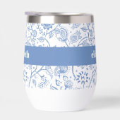 Blue White Floral Botanical Pattern Custom Name (Rechts)