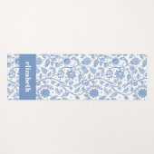 Blue White Floral Botanical Pattern Custom Name Yogamat (Voorkant (horizontaal))