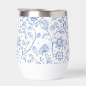 Blue White Floral Botanical Pattern Whimsical Boho (Rechts)