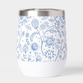 Blue White Floral Botanical Pattern Whimsical Boho (Achterkant)