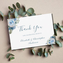 Blue White Floral Botanical Waterverf Wedding