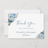 Blue White Floral Botanical Waterverf Wedding Bedankkaart (Voorkant)