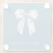 Blue White Floral Bow Glazen Onderzetter (Achterkant)