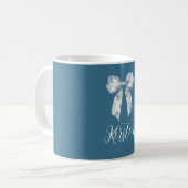 Blue White Floral Bow Koffiemok (Voorkant links)