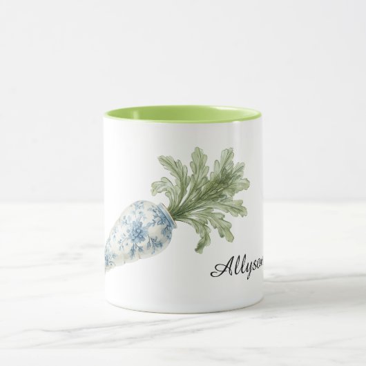 Blue White Floral Carrot Mok (Midden)