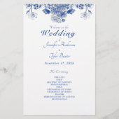 Blue & White Floral China Pattern Wedding Programm (Voorkant)
