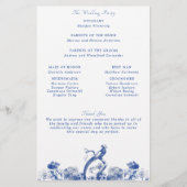 Blue & White Floral China Pattern Wedding Programm (Achterkant)