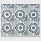 Blue White Floral Chinese Round Cadeaupapier (Vlak)