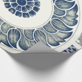 Blue White Floral Chinese Round Cadeaupapier (Hoek)