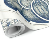 Blue White Floral Chinese Round Cadeaupapier (Rol Hoek)