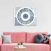 Blue White Floral Chinese Round Canvas Afdruk (Insitu (Woonkamer))