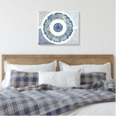 Blue White Floral Chinese Round Canvas Afdruk (Insitu (Slaapkamer))