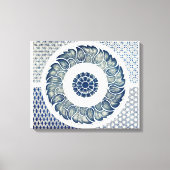Blue White Floral Chinese Round Canvas Afdruk (Voorkant)