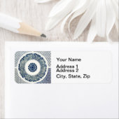 Blue White Floral Chinese Round Etiket (Insitu)