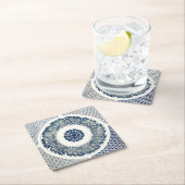 Blue White Floral Chinese Round Kartonnen Onderzetters (Insitu)