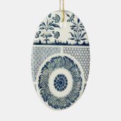 Blue White Floral Chinese Round Keramisch Ornament (Rechts)