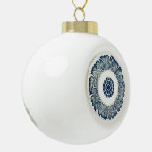Blue White Floral Chinese Round Keramische Bal Ornament (Links)