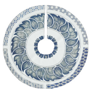 Blue White Floral Chinese Round Kerstboom Rok