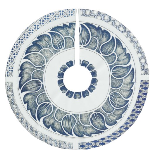 Blue White Floral Chinese Round Kerstboom Rok (Voorkant)