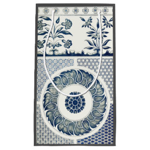 Blue White Floral Chinese Round Klein Cadeauzakje