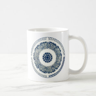 Blue White Floral Chinese Round Koffiemok
