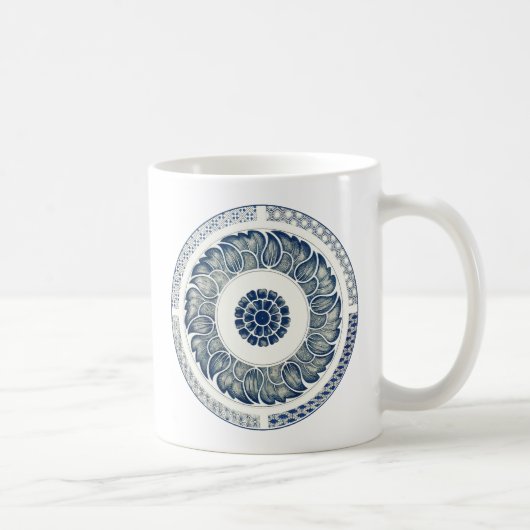 Blue White Floral Chinese Round Koffiemok (Rechts)