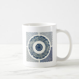 Blue White Floral Chinese Round Koffiemok