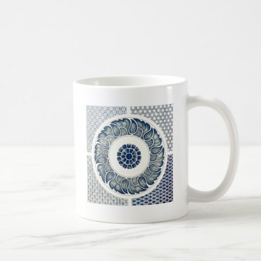 Blue White Floral Chinese Round Koffiemok (Rechts)